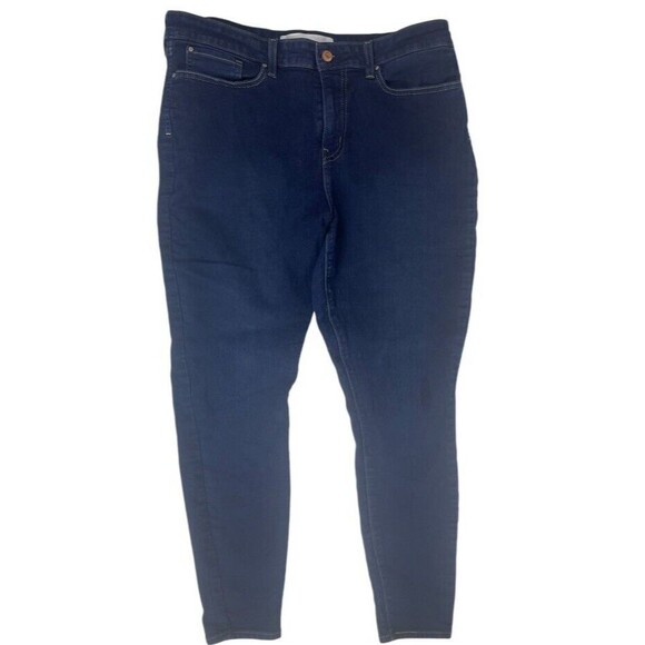 Signature Levi Strauss Gold Mid-Rise Stretch Skinny Dark Wash Jeans 16 Short - Picture 2 of 15